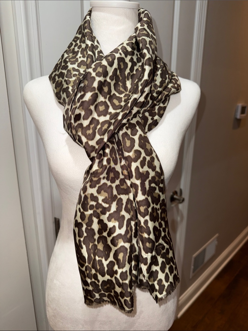 J. Crew Leopard Print Long Scarf Wrap - Brown & Beige